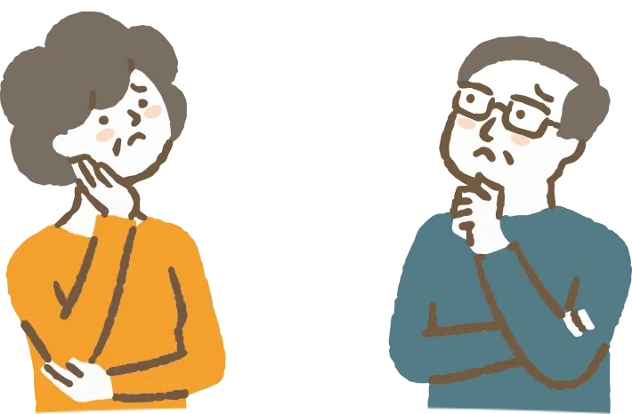 困っている男女のイラスト